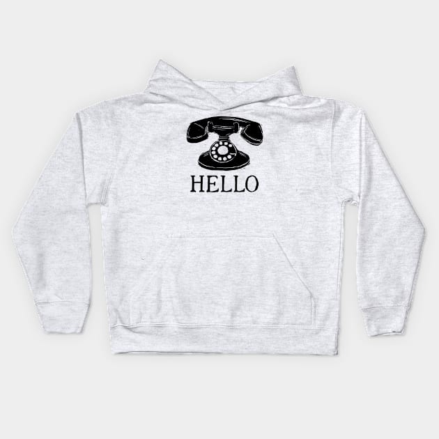 Hello old-school (black version) Kids Hoodie by BigBridgeStudios